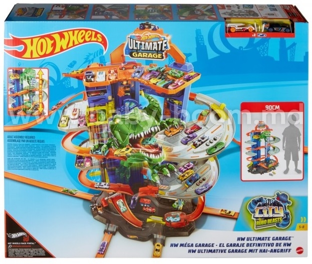 Невообразимый гараж Hot Wheels c тиранозавром GJL14