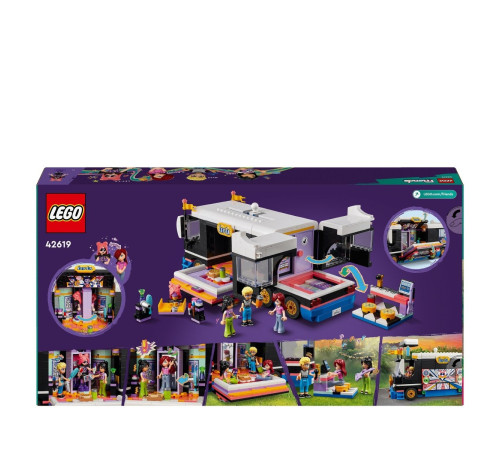 lego friends  42619 constructor "autocar de turneu pentru staruri pop" (845 el.)