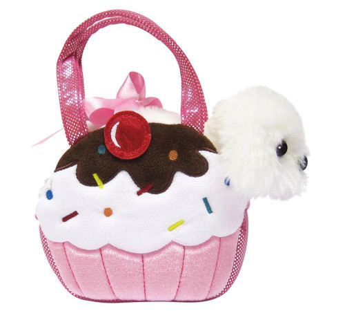 aurora fancy pals 160948f cățeluș de pluș într-o pungă "cupcake" (20 cm.)