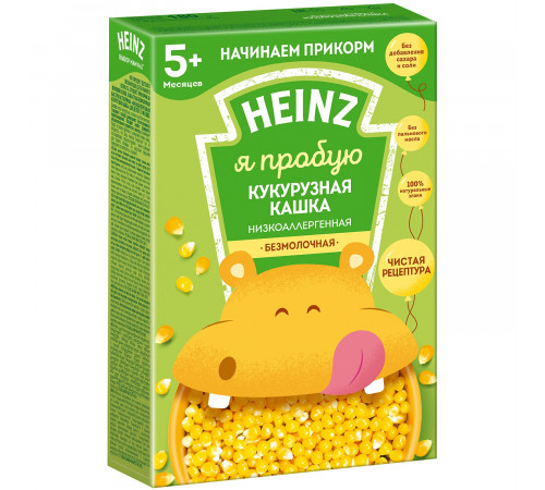  heinz Низкоаллергенная кукурузная кашка без молока (5m+) 180 гр.