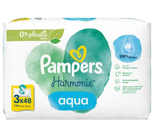 pampers Влажные салфетки harmonie aqua (3x48 шт.)