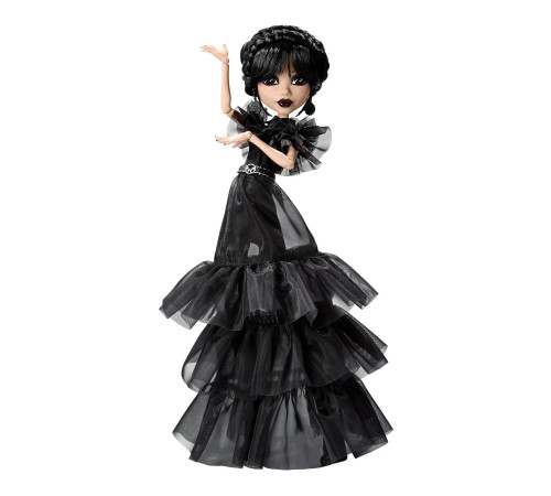 monster high wednesday hxj03 păpușă de colecție "wednesday addams" într-o rochie gotică