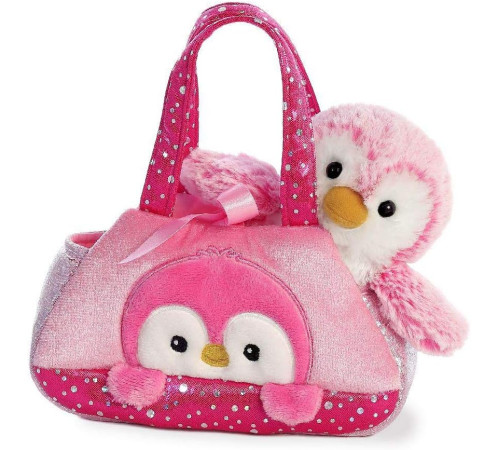 aurora fancy pals 170595f pinguin de pluș într-o pungă (20 cm.)