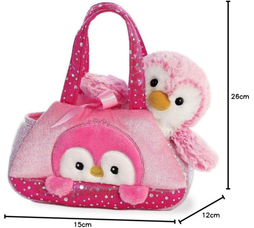 aurora fancy pals 170595f pinguin de pluș într-o pungă (20 cm.)