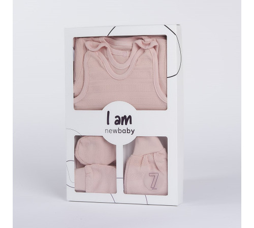 new baby 49099  set de 7 piese pentru nou-născuți "i am" (p. 56) roz