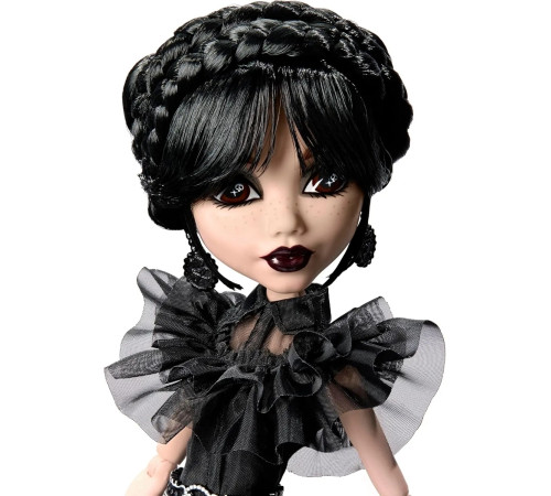 monster high wednesday hxj03 păpușă de colecție "wednesday addams" într-o rochie gotică