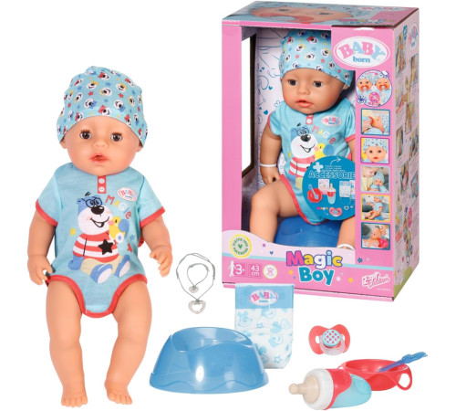 zapf creation 834992 papusa interactiva baby born "magic boy" (43 cm)