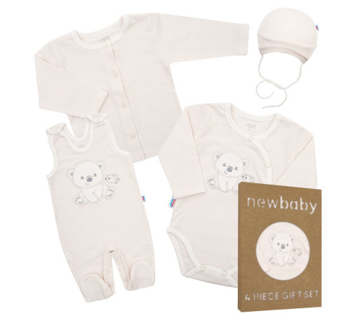 new baby 41163 set de 4 piese pentru nou-născuți "bear" m.50 (0 luni+) bej