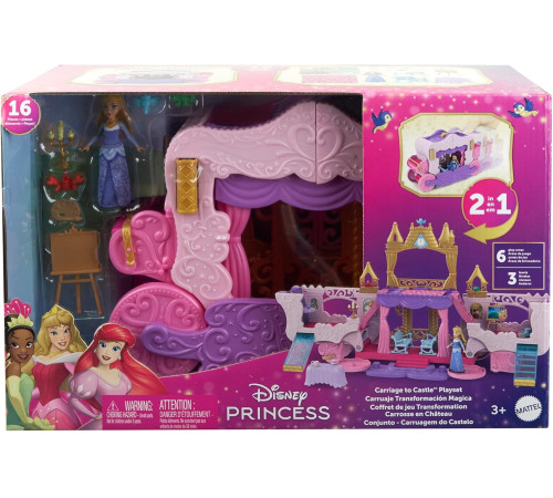 disney princess hwx17 set de joc  2 în 1 "castl cu păpușă mini"