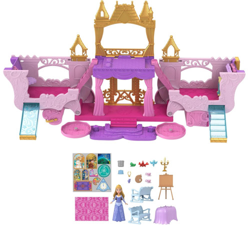 disney princess hwx17 set de joc  2 în 1 "castl cu păpușă mini"