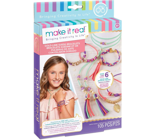 make it real 1207m set creativ "gold link suede bracelets"