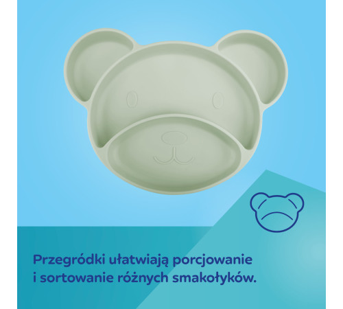 canpol 51/401 farfurie silicon compartimentata "bear" cu ventuză (500 ml) bej