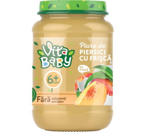 Детское питание в Молдове vita baby Пюре персиковое со сливками "Неженка" 180 гр.(6+)