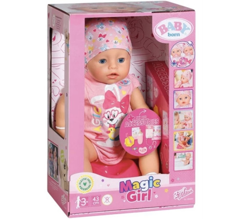 zapf creation 835005 papusa interactiva baby born “magic girl” (43 cm)