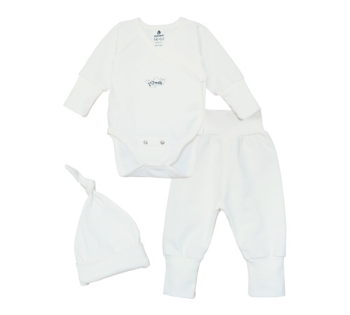 Haine pentru copii in Moldova minikin 231660350-56  set de 3 piese "baby style" (m. 50-56) milk