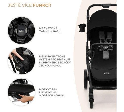 kinderkraft cărucior 2-in-1 yoxi negru