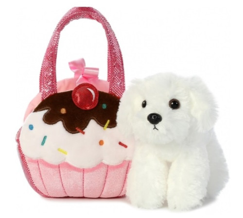 aurora fancy pals 160948f cățeluș de pluș într-o pungă "cupcake" (20 cm.)