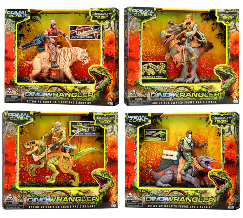 primal clash 37074lt set de joc "dinozaur cu călăreț" (in sort.)