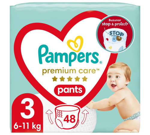  pampers chiloței  premium care pants 3 (6-11 kg) 48 buc.