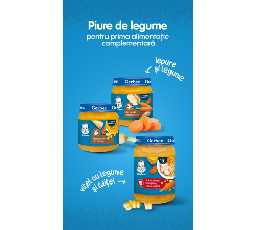 gerber piure de mix de legume cu vițel și paste (8 luni+) 190 gr.