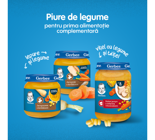 gerber piure de mix de legume cu vițel și paste (8 luni+) 190 gr.