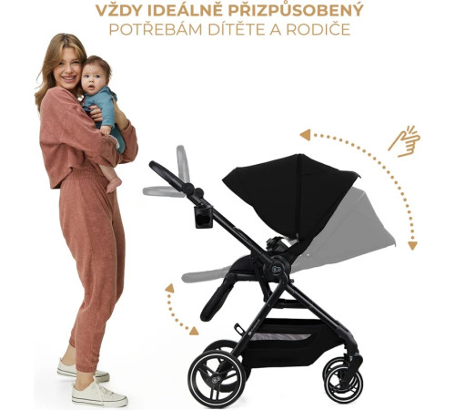 kinderkraft cărucior 2-in-1 yoxi negru