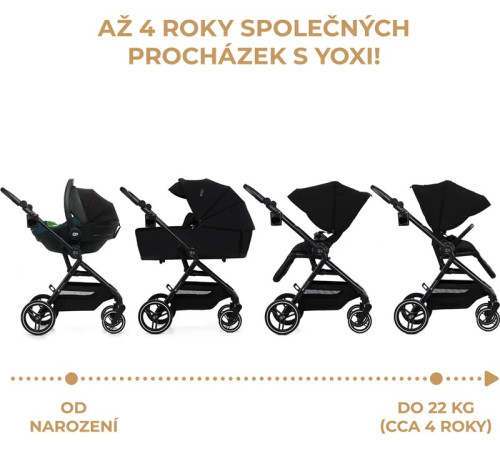 kinderkraft cărucior 2-in-1 yoxi negru