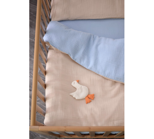 veres 153.7.02 lenjerie de pat „muslin blue-beige” (3 buc)