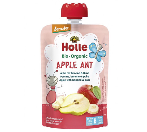 Детское питание в Молдове holle bio organic Пюре "apple ant" яблоко, банан и груша (6 мес+) 100 г
