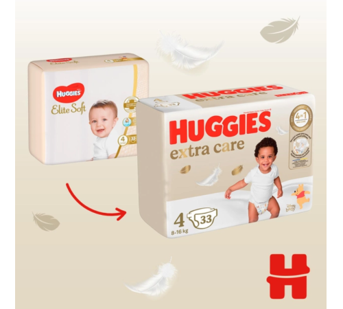 huggies extra care 4 (8-16 kg.) 33 buc.