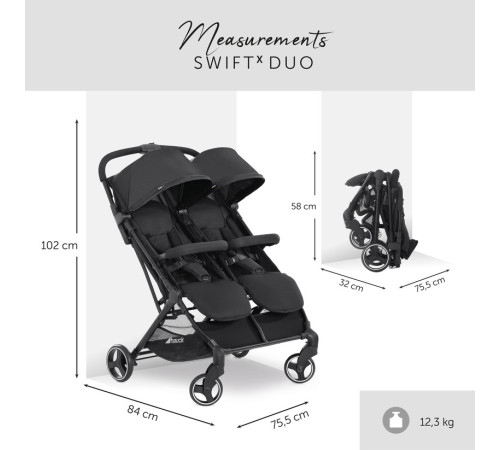 hauck carucior pentru gemeni swift x duo black