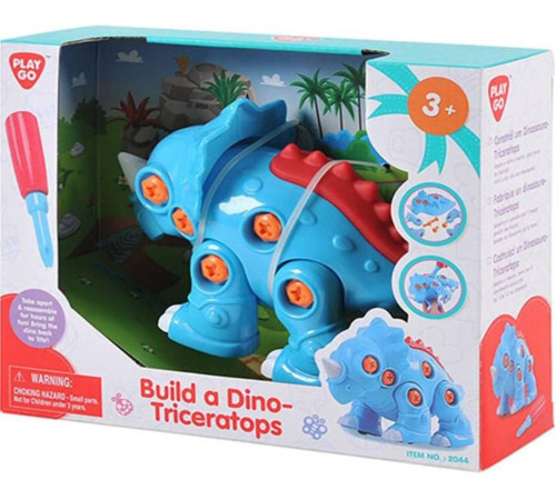 playgo 2044 set de joc "asamblați un dinozaur: triceratops”