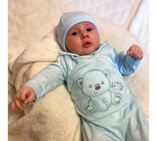 new baby 41164 Набор из 4 ед. для новорожденных "bear" р.50 (0 м+) голубой