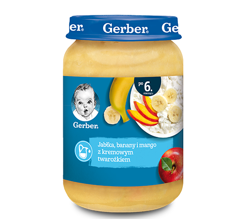  gerber Пюре яблоко-банан-манго-творог (6 м+) 190 гр. 