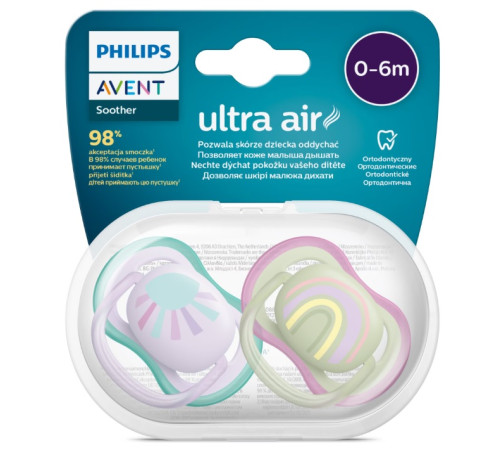 avent scf085/59 Пустышка силиконовая ultra air (0-6 м+) 2 шт.