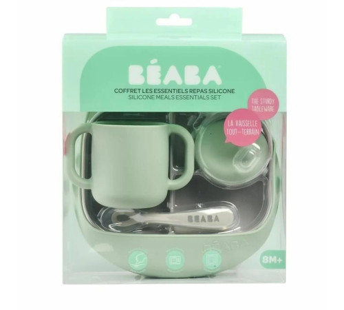 beaba 5786 set de masa din silicon essentials (4 piese) verde