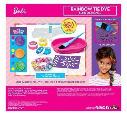 cra-z-art 34050int set de păr "barbie rainbow tie-dye hair designer"