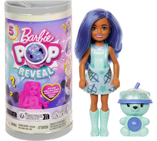  barbie hrk63 păpușă surpriza "pop reveal" chelsea  bubble tee mix"