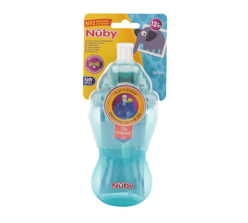 nuby nv0404001 Поильник "no-spill flip-it" c трубочкой (12м+) 360 мл.