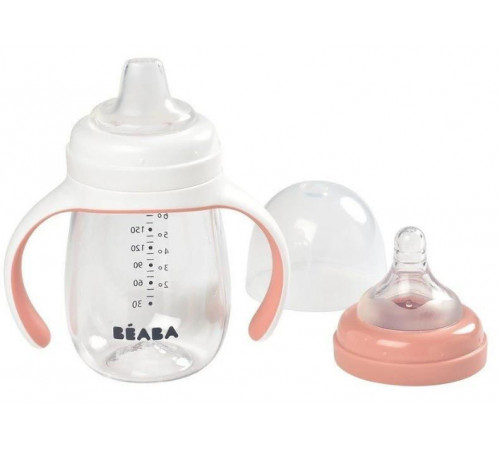 beaba 3945 biberon de invatare 2 in 1 (210 ml.) roz