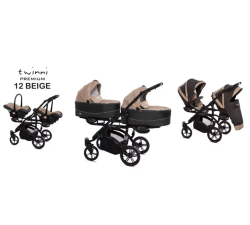 babyactive carucior pentru gemeni 3 in 1 twinni beige