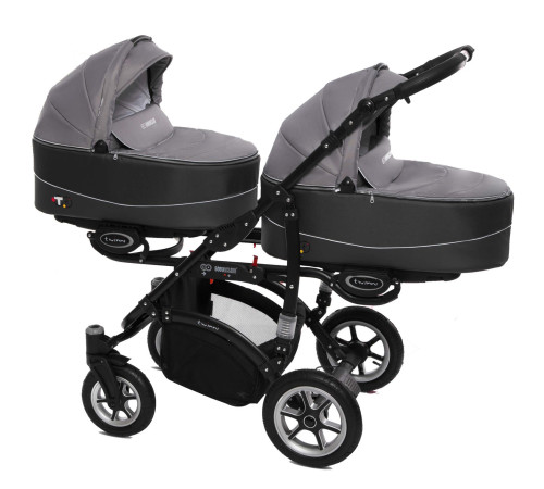 babyactive carucior pentru gemeni 3 in 1 twinni silver