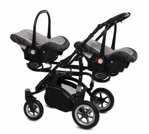 babyactive carucior pentru gemeni 3 in 1 twinni silver