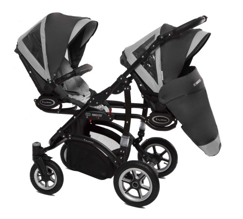 babyactive carucior pentru gemeni 3 in 1 twinni silver