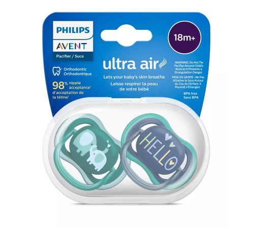 avent scf349/18 Пустышка силиконовая ultra air (18 м+) 2 шт.