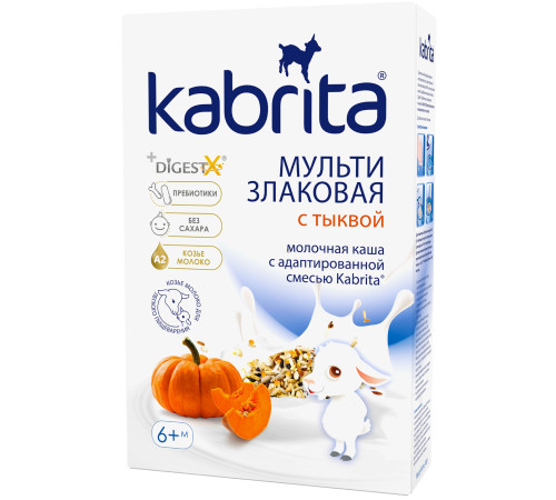 Детское питание в Молдове kabrita Каша мультизлаковая на козьем молочке с тыквой (6 м+) 180 гр.