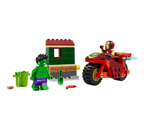 lego marvel 76287 constructor "iron man cu motocicleta si hulk" (68 el.)