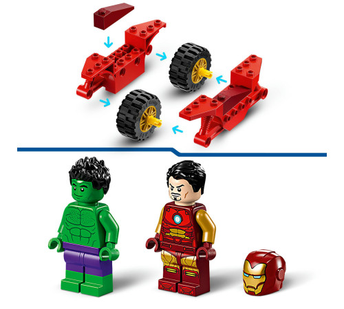 lego marvel 76287 constructor "iron man cu motocicleta si hulk" (68 el.)