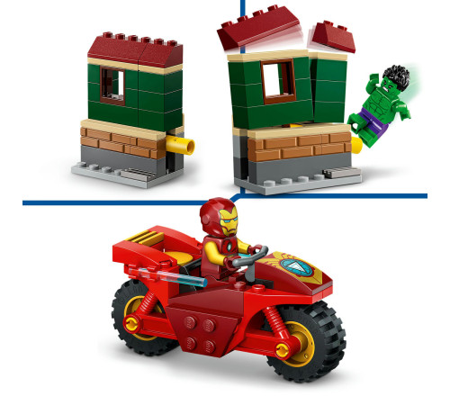 lego marvel 76287 constructor "iron man cu motocicleta si hulk" (68 el.)