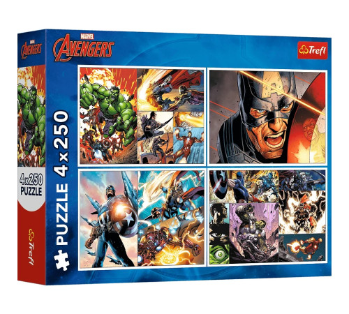   trefl 13309 puzzle 4 în 1 "heroic days,marvel " (4х250 el.)